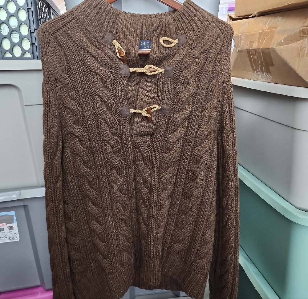 Polo by Ralph Lauren Brown Sweater with quarter toggle buttons